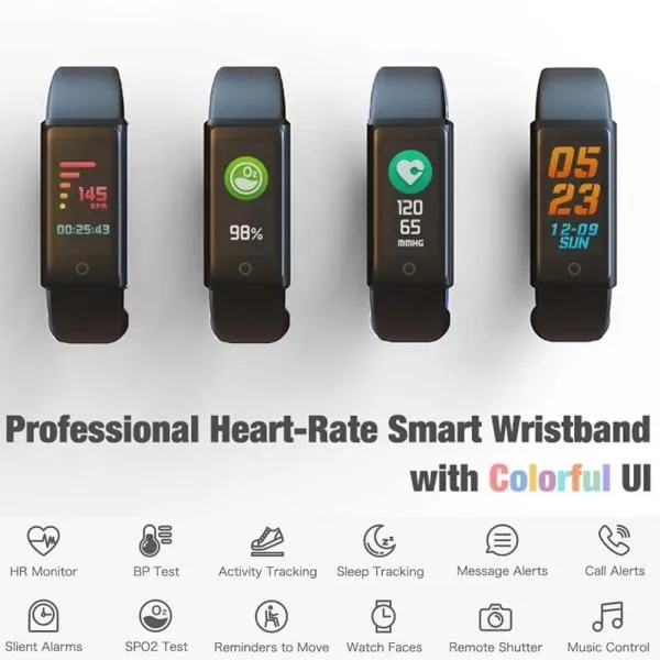 X6S Bluetooth Smart Bracelet Heart Rate Blood Pressure Monitor Wristband Black