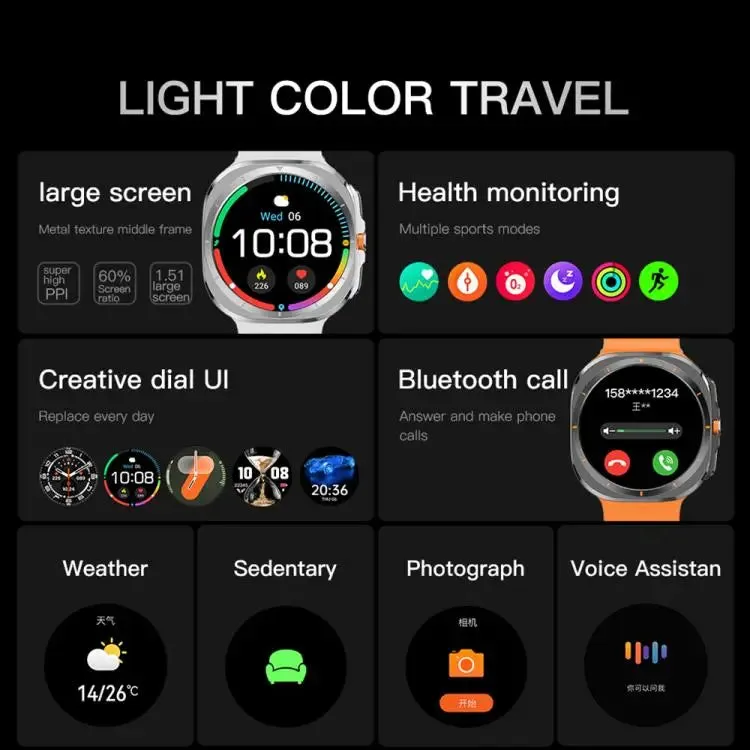 X7 1.51 inch IPS Screen Bluetooth Smart Watch Supports Healthy Monitoring(Black)