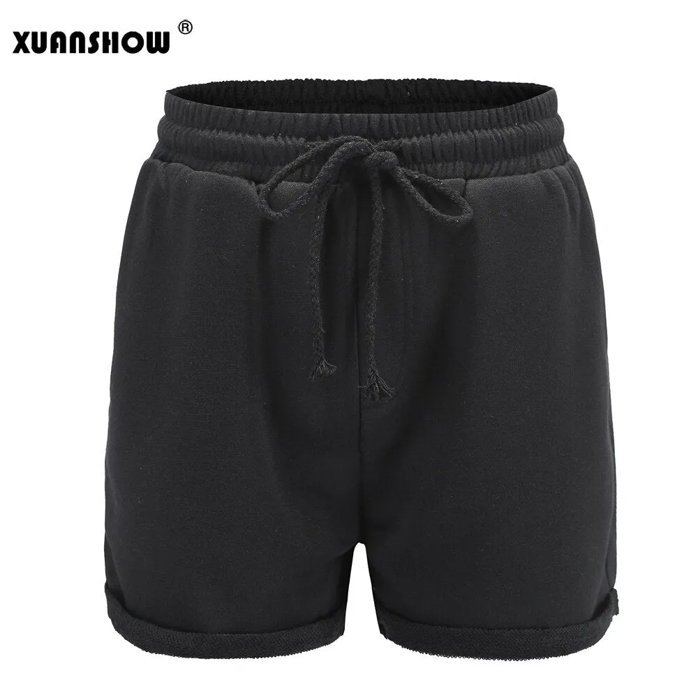 XUANSHOW New Summer Shorts Women Casual Cotton High Waist Female Sportswear Elastic With Belt Short Pants Candy Lady Hot Shorts