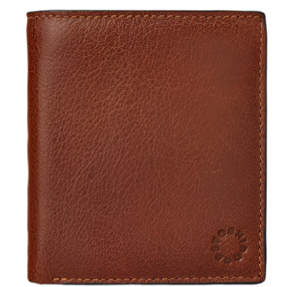 Yoshi Two Fold Brown Leather Wallet with Coin Pocket