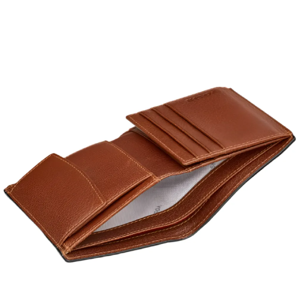 Yoshi Two Fold Brown Leather Wallet with Coin Pocket