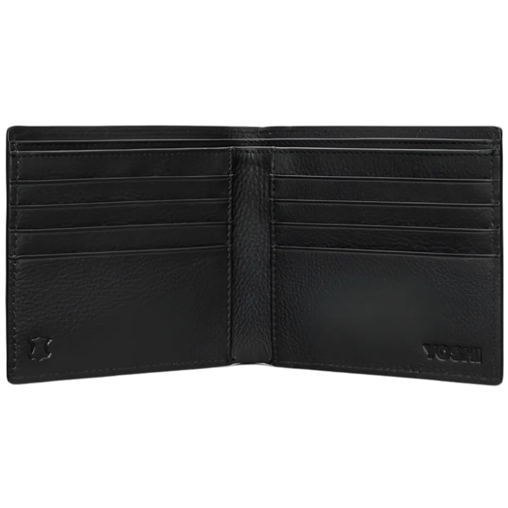Yoshi Two Fold East West Black Leather Wallet