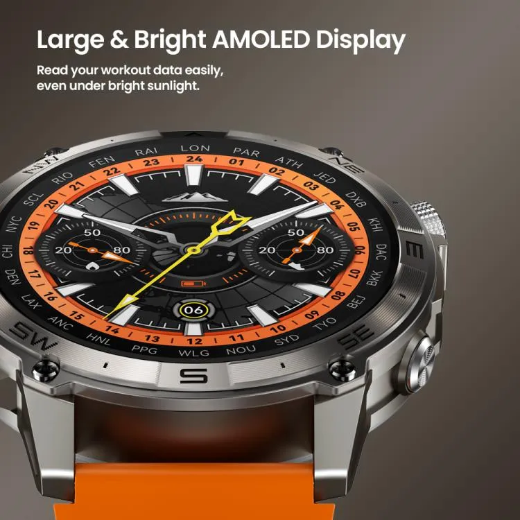 Zeblaze Stratos 2 Plus 1.43 inch Screen 3 ATM Health and Fitness GPS Smart Watch(Electric Orange)