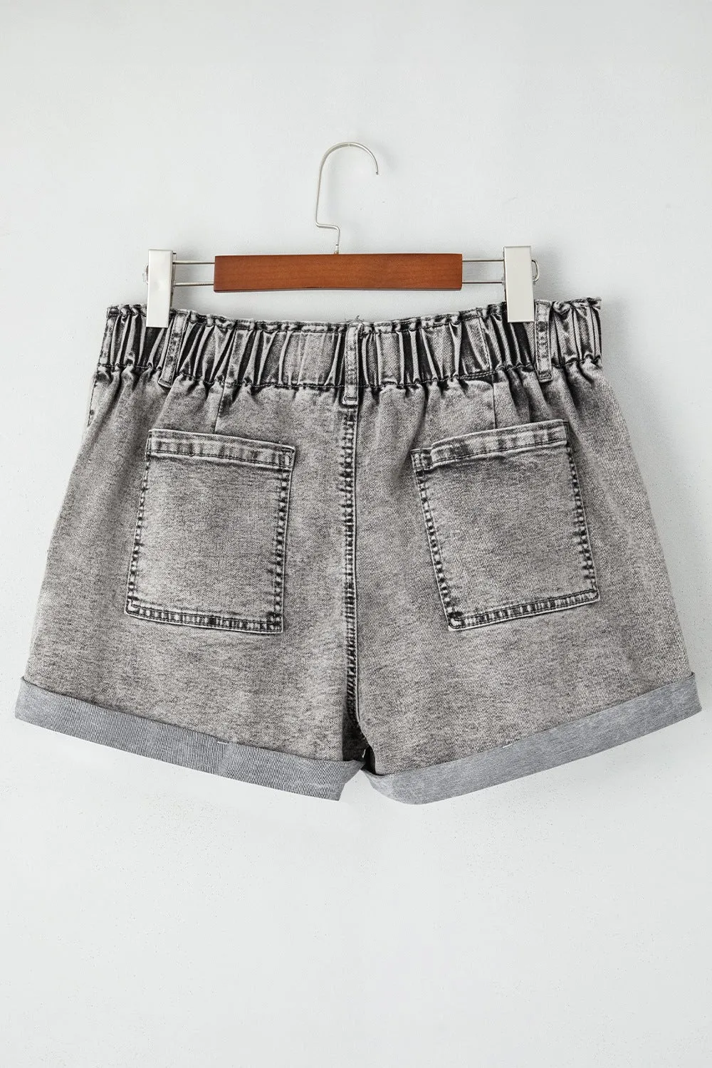 Zipped Cuffed Edge Denim Shorts